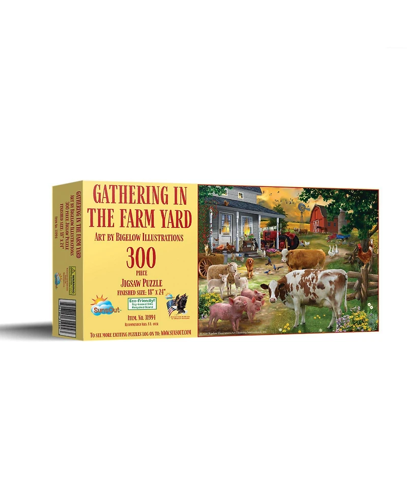 SunsOut Gathering in the Farm Yard 300 piece Jigsaw Puzzle for Adults