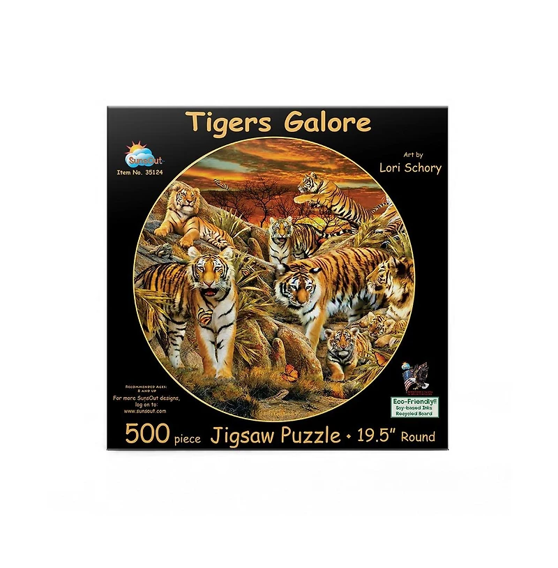 SunsOut Tigers Galore 500 piece Jigsaw Puzzle for Adults Round
