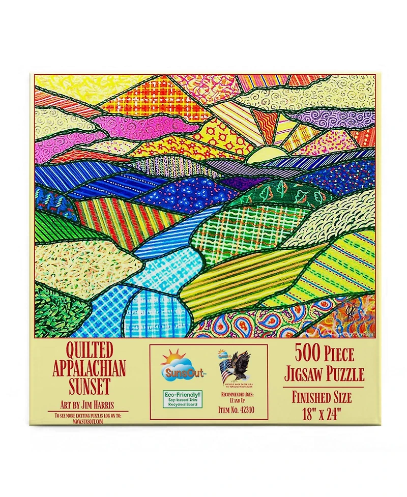 SunsOut Quilted Appalachian Sunset 500 piece Jigsaw Puzzle for Adults