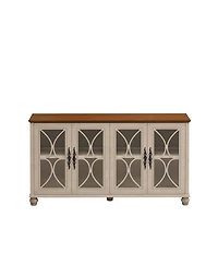 Casainc 4-Door Storage Cabinet with Tempered Glass Doors