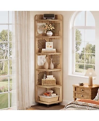 Tribesigns 6-Tier Corner Shelf Stand, 71-Inch Rustic Tall Bookshelf, Narrow Bookcase, Plant Stand Display Organizer