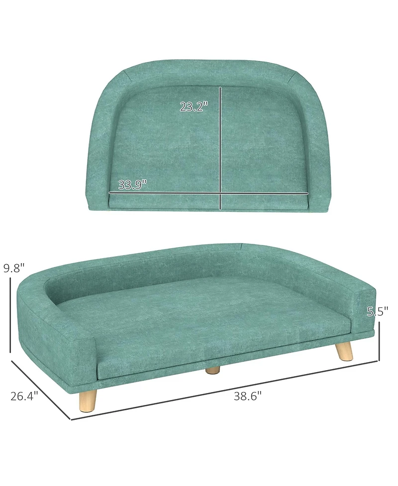 Zeus & Ruta Green Washable Cushion Large Cat Sofa Bed