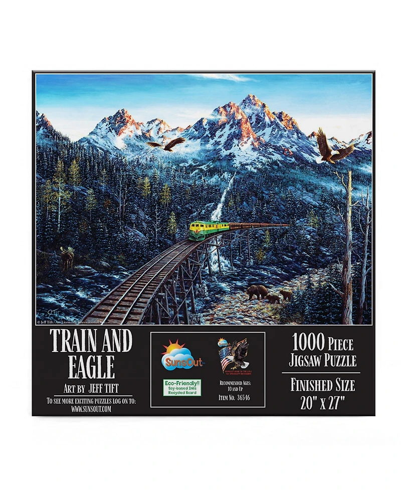 SunsOut Train and Eagle 1000 piece Jigsaw Puzzle for Adults