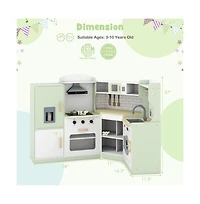 Hongge Corner Kids Play Kitchen with Washer and Ice Maker