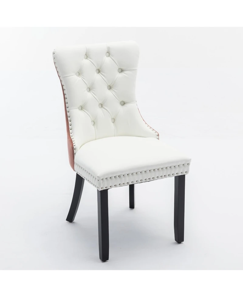 Streamdale FurnitureNikki Modern Tufted Dining Chair Set, White Pu/Pink Velvet