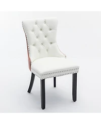 Streamdale FurnitureNikki Modern Tufted Dining Chair Set, White Pu/Pink Velvet