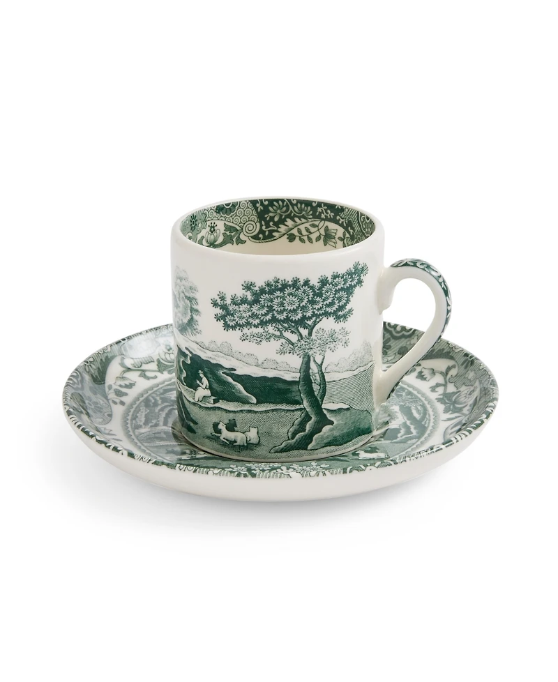 Spode Heritage Green Italian Espresso Cups and Saucers, Set of 4
