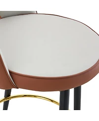 Streamdale Furniture Modern Brown/Gray Pu Bar Chairs - Set of 2