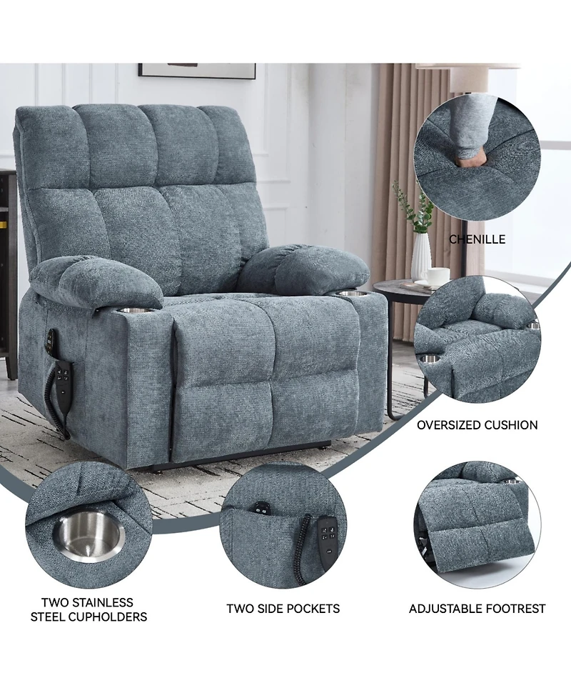 Streamdale Furniture Grey Power Lift Recliner Massage/Heat