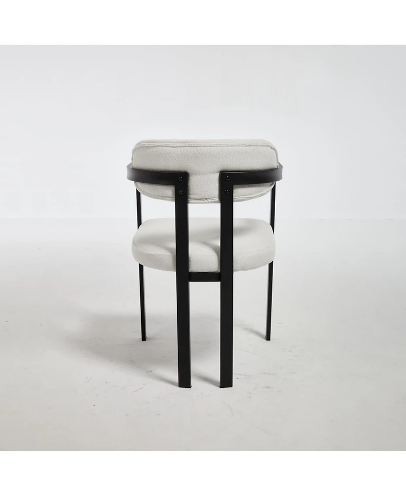 Streamdale Furniture Boucle Dining Chairs Set of 2, Mid-Century Modern, Black Metal Legs