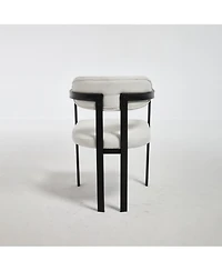 Streamdale Furniture Boucle Dining Chairs Set of 2, Mid-Century Modern, Black Metal Legs