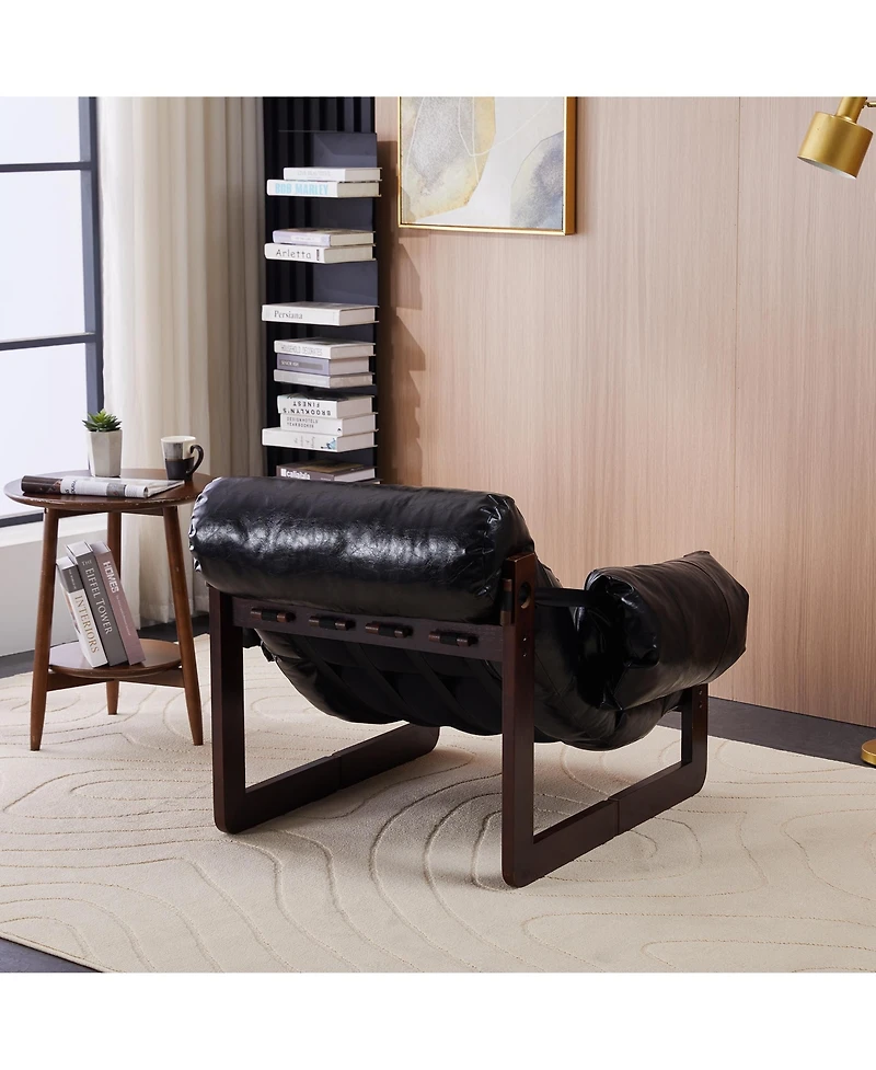 Streamdale Furniture Medieval Modern Leather Lounge Chair - Antique Black