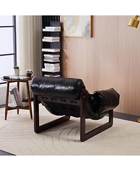 Streamdale Furniture Medieval Modern Leather Lounge Chair - Antique Black