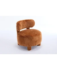 Streamdale Furniture Khaki Fur Fabric Accent Chair with Curved Back