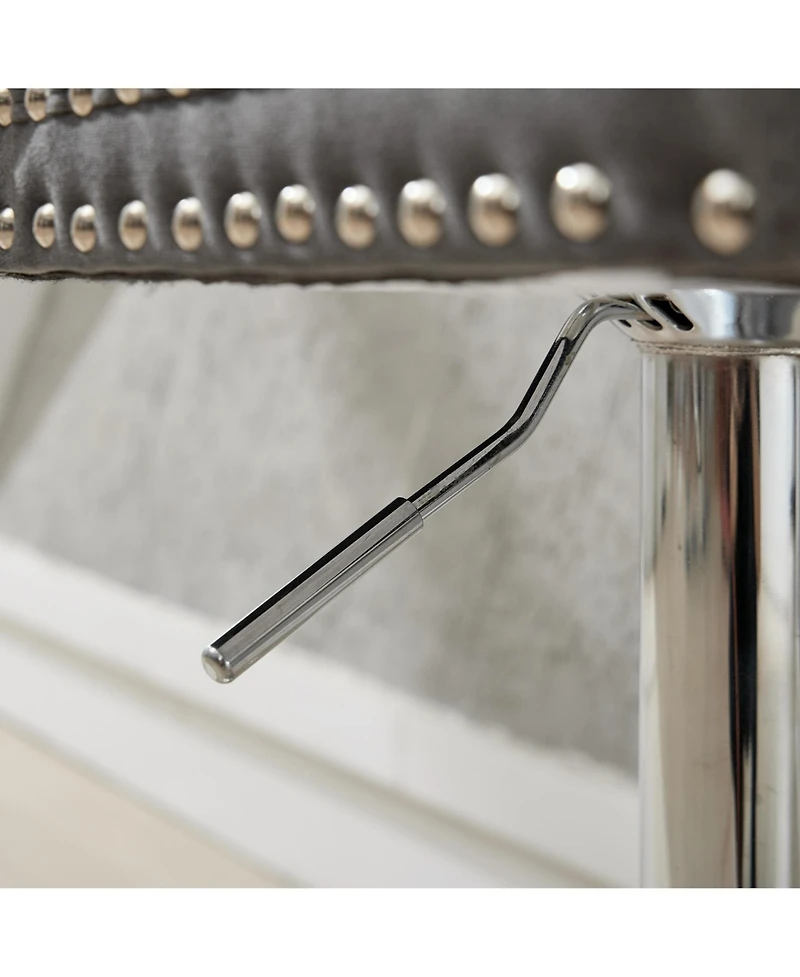 Streamdale Furniture Chrome Swivel Velvet Barstools, Adjustable Height, Tufted, Gray (Set of 2)