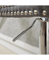 Streamdale Furniture Chrome Swivel Velvet Barstools, Adjustable Height, Tufted, Gray (Set of 2)