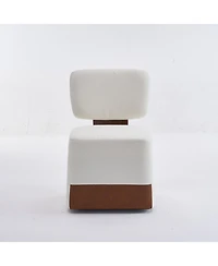 Streamdale Furniture Linen Upholstered Armless Dining Chair with Casters,Ivory