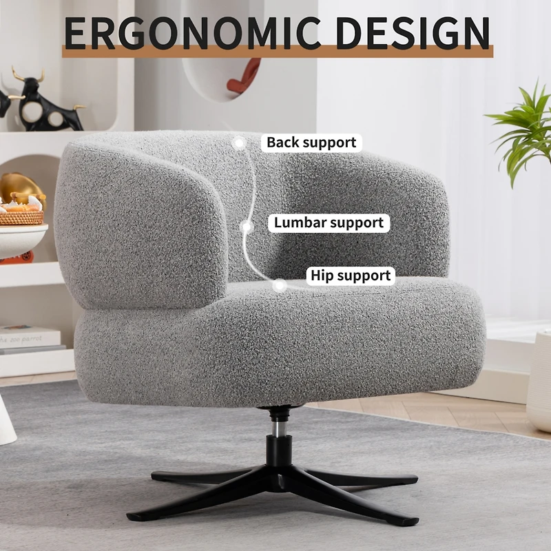 Streamdale Furniture Cuddle Swivel Chair - Balcony, Study, Living Room - Grey