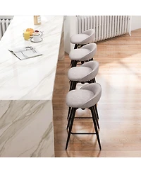 Gymax 25" Linen Upholstery Metal Frame Backrest, Footrest, 360° Swivel Seat, Comfortable Padding Set of 4 Bar Stools