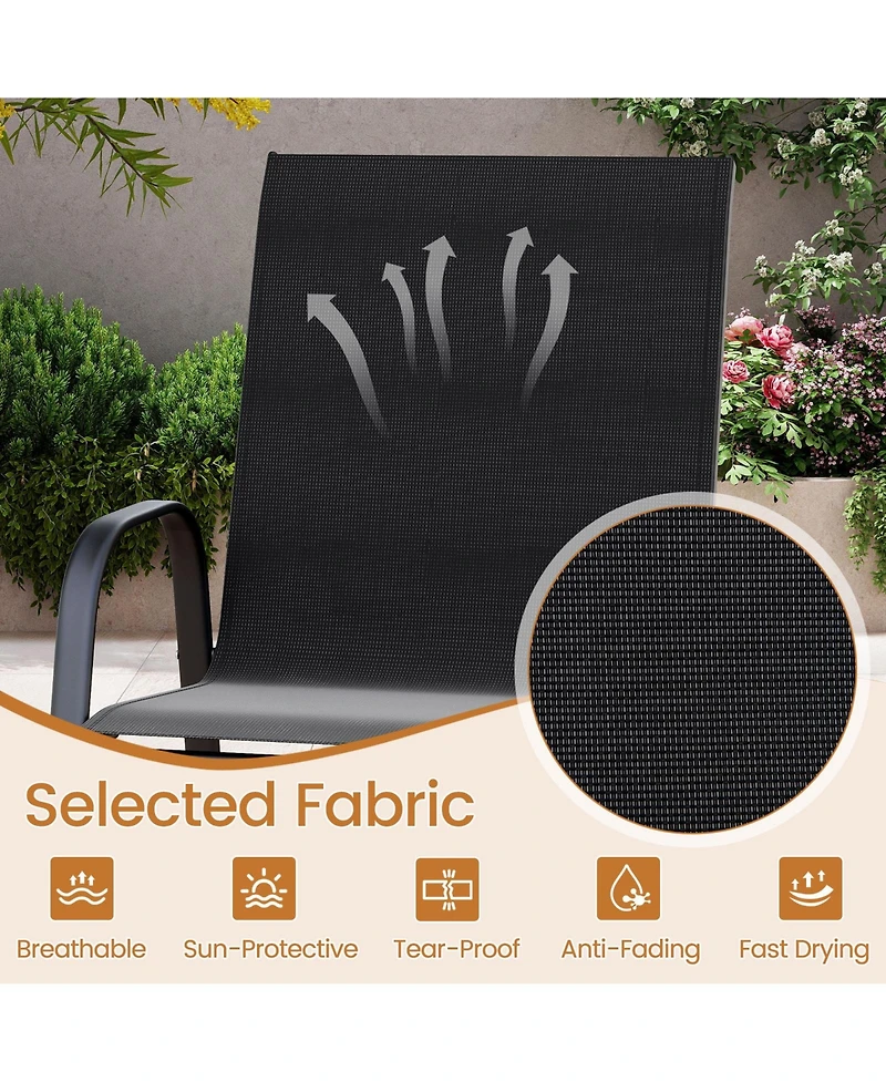 Gymax 4PCS Outdoor Bar Stools 29'' Fabric Height w/ Armrests & Footrest