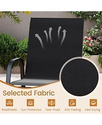 Gymax 4PCS Outdoor Bar Stools 29'' Fabric Height w/ Armrests & Footrest