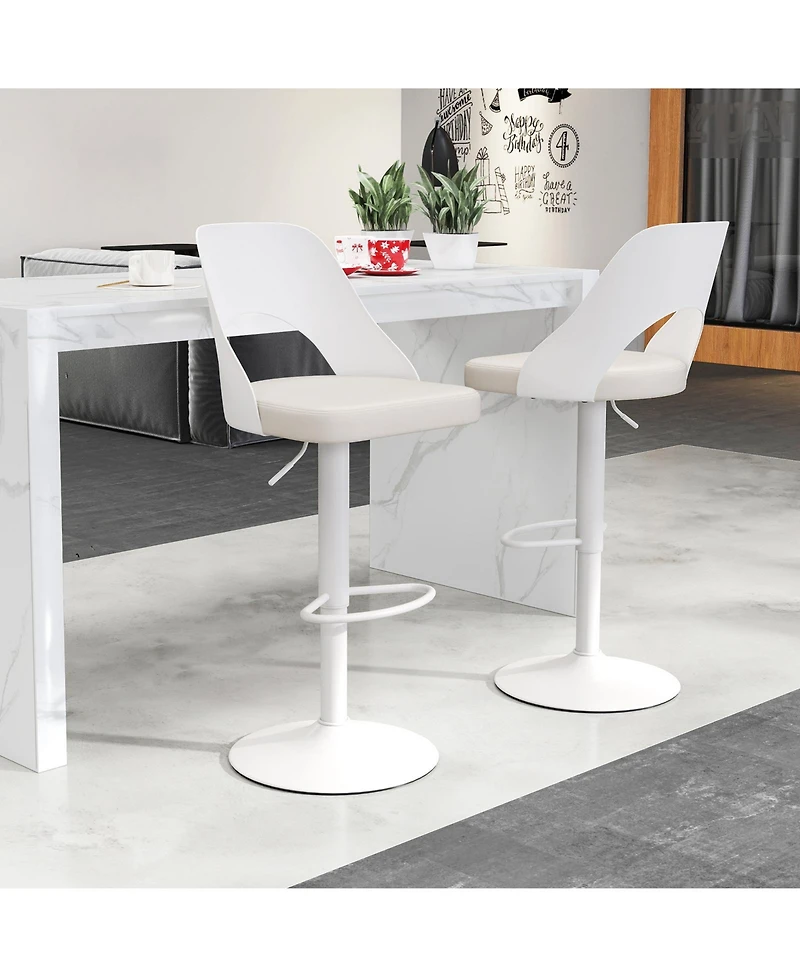 Gymax Bar Stools Set of 4 w/Enlarged Pu Leather Seat Footrest Swivel Chairs