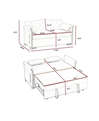 Maison Boucle Velvet Pull Out Sofa Bed with Nailhead Arms, Sleeper Tufted Back for Small Spaces, Guest Room, Living Room