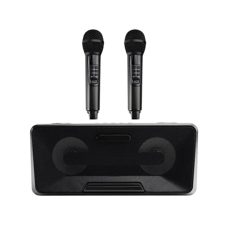 Artudatech Portable Karaoke Speaker System with 2 Wireless Mics, 20W HiFi Sound, Bluetooth & Aux for Parties and Camping