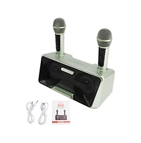 Artudatech Portable Karaoke Speaker System with 2 Wireless Mics, 20W HiFi Sound, Bluetooth & Aux for Parties and Camping