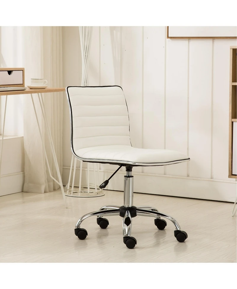 Simplie Fun Chromel Adjustable Air Lift Office Chair, White