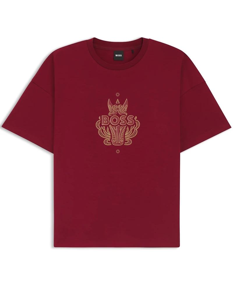 Boss by Hugo Men's Cotton-Jersey Logo Artwork T-Shirt