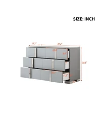 Streamdale Furniture Streamdale Elegant Mirrored Dresser with Metal Handle and 6 Drawers, Grey