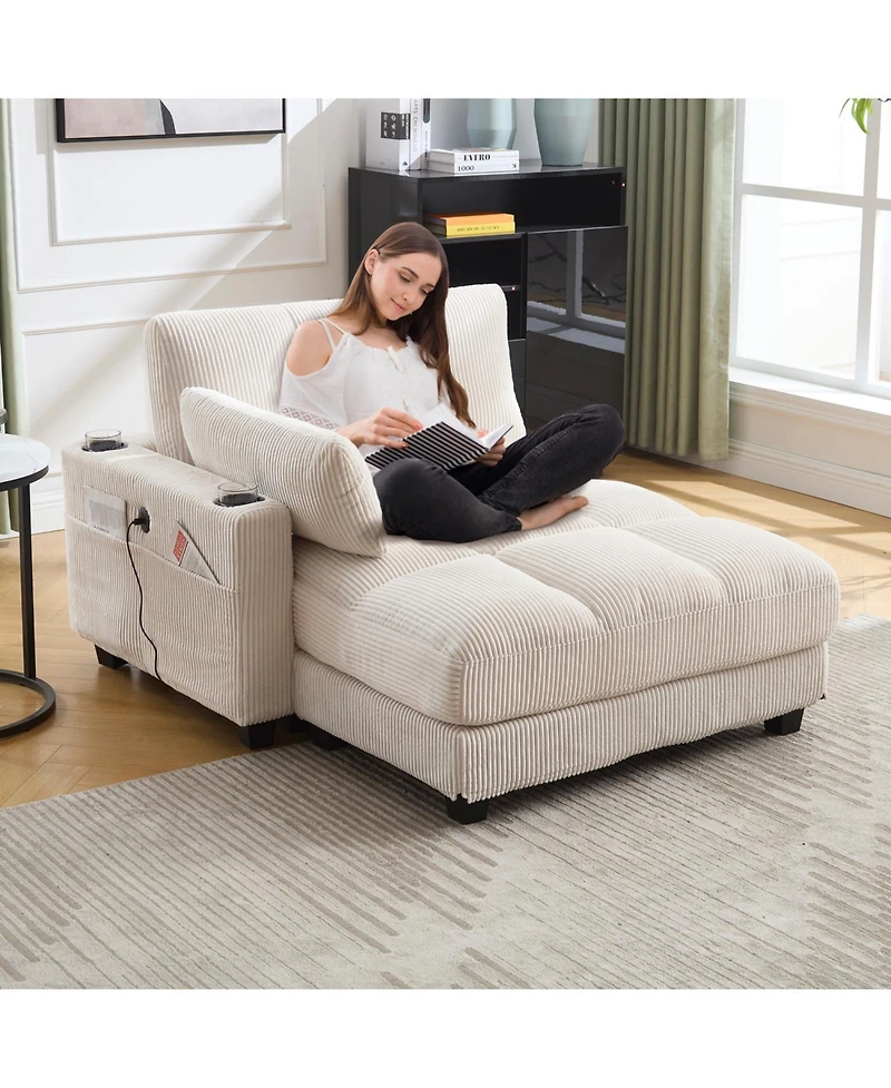 Streamdale Furniture Sleeper Sofa Couch Bed,Oversized Chaise Lounge Chair Cozy Cloud Couch