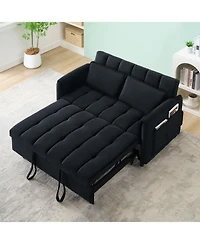 Streamdale Furniture 52" Black Velvet Sleeper Sofa with Pillows & Pockets