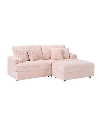 Streamdale Furniture Corduroy Sofa with Storage Feet and Pillows