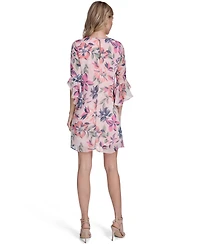 Calvin Klein Women's Bell-Sleeve Trapeze V-Neck Dress