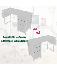 Streamdale Furniture 47" Office Desk with Power Outlet, Storage, and Reversible Design