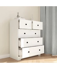 Streamdale Furniture Chest Of Drawer with 5 drawers white color farm door