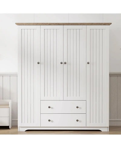 Streamdale Furniture 4 Door Wardrobe Armoire Closet with 2 Drawers