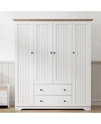 Streamdale Furniture 4 Door Wardrobe Armoire Closet with 2 Drawers