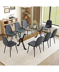 Streamdale Furniture Linen Chairs & Wood Grain Table