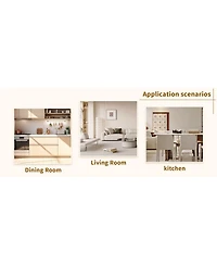 Streamdale Furniture 8 Gray Linen Chairs & Wood Grain Table Set