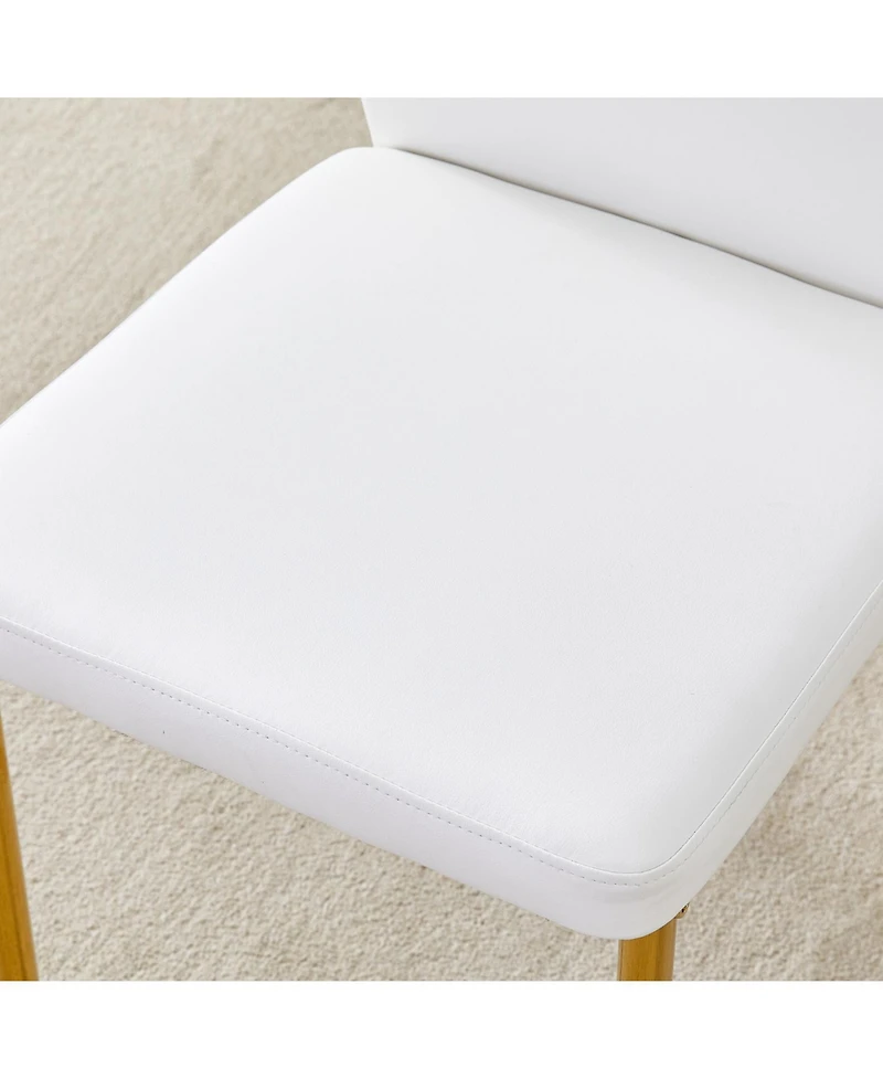 Streamdale Furniture 35" Glass Round Dining Set - Gold Base & 4 White Pu Chairs