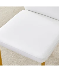 Streamdale Furniture Luxury Glass Dining Set - Gold Legs 4 White Pu Chairs