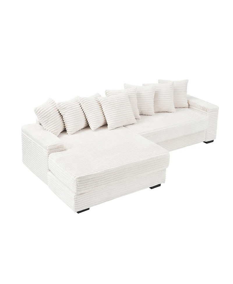 Streamdale Furniture Beige Flannelette Sofa with 8 Throw Pillows