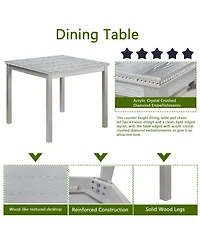 Streamdale Furniture 5-Piece Silver Grey Dining Set with Upholstered Chairs