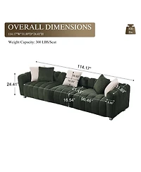 Streamdale Furniture 114" Corduroy Three-Seater Sofa & Durable