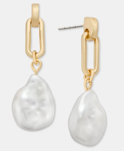 On 34th Gold-Tone Imitation Pearl Drop Earrings, Macy's Exclusive