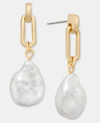 On 34th Gold-Tone Imitation Pearl Drop Earrings, Macy's Exclusive