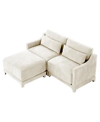 Streamdale Furniture Chenille 2-Seater Sofa with Ottoman & Pillows - Beige